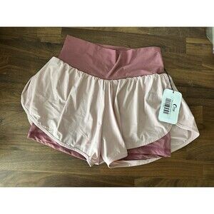 Zyia Active Muted It's A Mood Womens Pink Activewear Workout Fitness Shorts SZ L